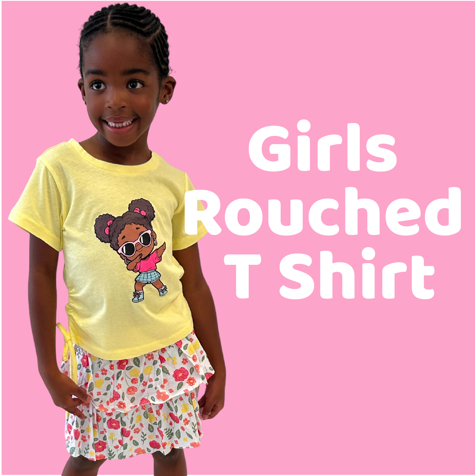 front for web products_Girls Rouched T Pre girls ruched tees (Sold in packs of 10) - Image 1