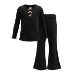 Pre girls ribbed sets with bow details (Sold in packs of 5) - Image 3
