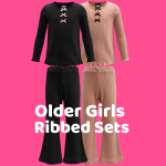 Older girls ribbed sets with bow details (Sold in packs of 3)