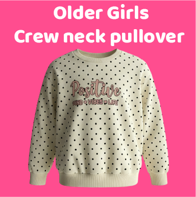 older girls spotty crew Older girls pullover spotty AOP (Sold in packs of 6 pcs ) - Image 1
