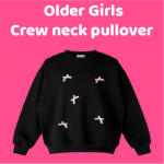 Older girls pullover black with pink satin bows (Sold in packs of 6 pcs )