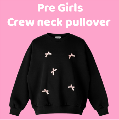 pre girls black bows crew_1 Pre girls pullover black with pink satin bows (Sold in packs of 5 pcs ) - Image 1