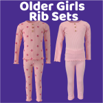 Older girls ribbed sets with button details (Sold in packs of 3)