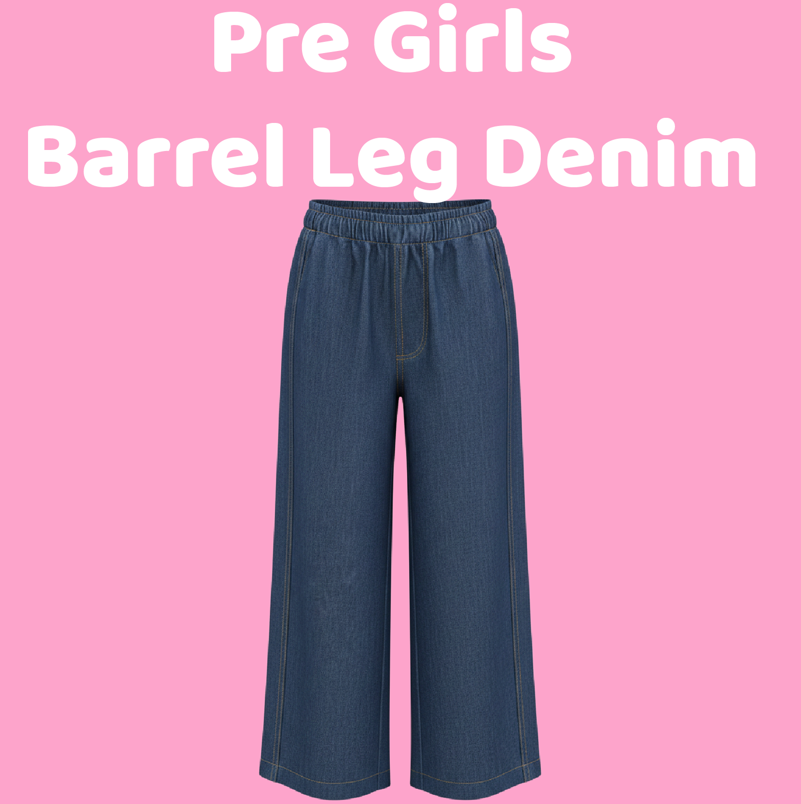 pre girls barrel denim Pre girls barrel leg denim pant (sold in packs of 5) - Image 1