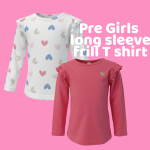 Pre girls long sleeve frill T shirt (Sold in packs of 5)