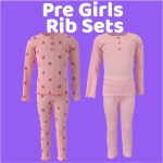Pre girls ribbed sets with button details (Sold in packs of 5)